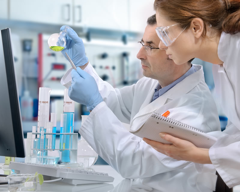 Couple in laboratory